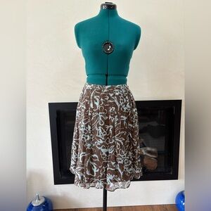 Worthington A-Line Skirt in Brown and Blue Floral